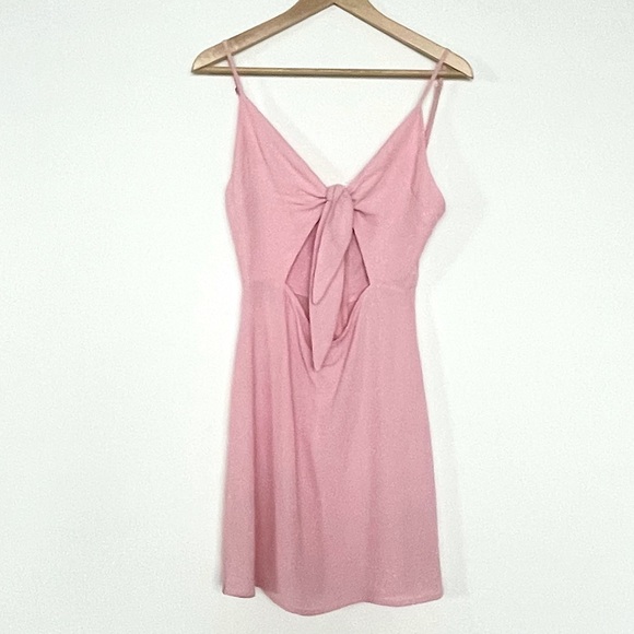 Like New Flynn Skye Bri Dress pink tie front mini - Picture 6 of 7
